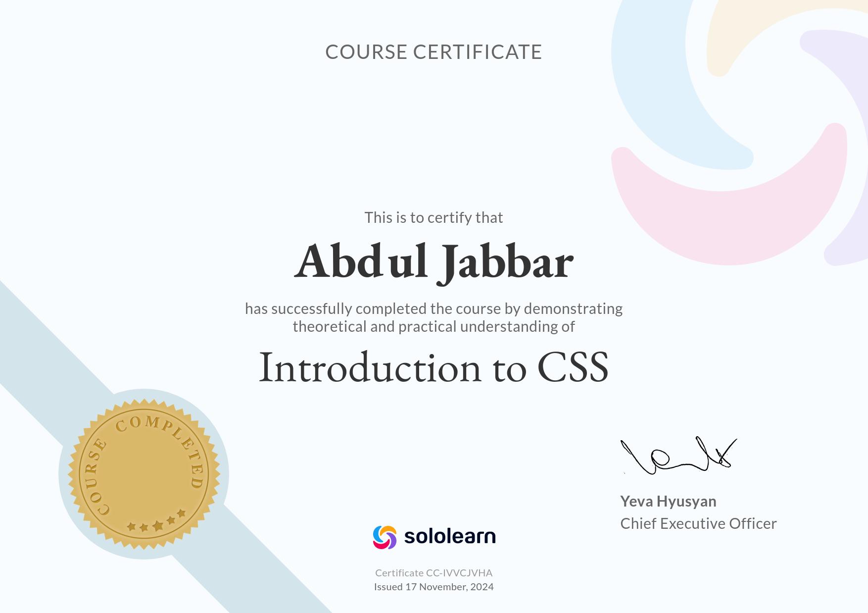 CSS Certificate